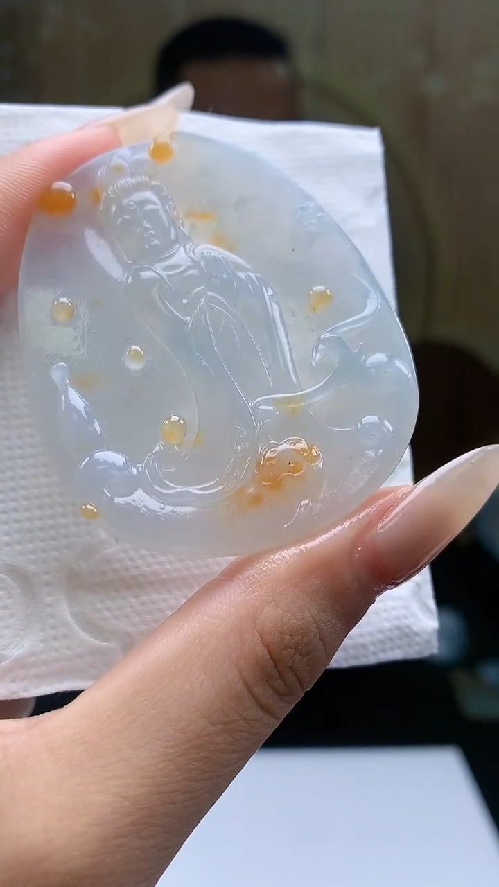 【闪购商品】定制翡翠未镶嵌3916xd-毛货挂件观音143