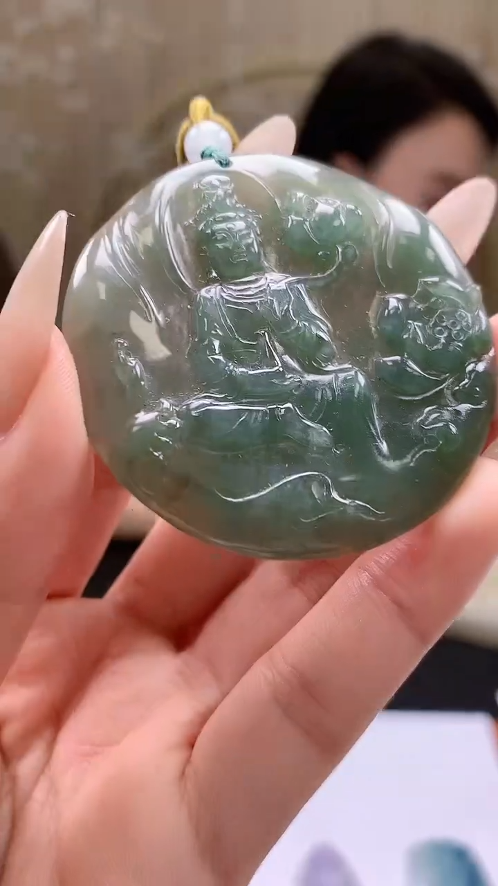 【闪购商品】定制翡翠未镶嵌4919xd-毛货挂件观音20