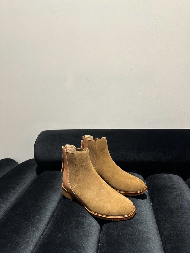 手工制作英伦风高帮真皮切尔西靴女士复古磨砂短靴