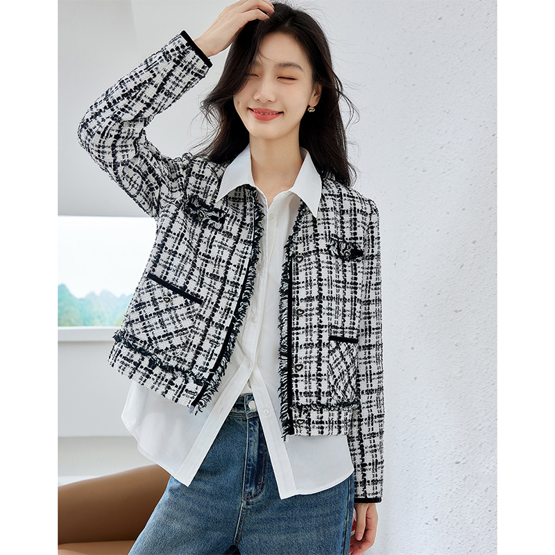 梵希蔓气质格纹小香风外套女M3211