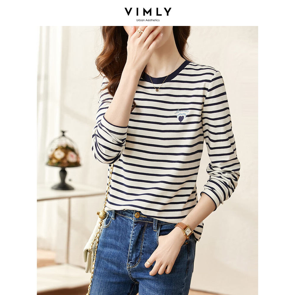 【程总专属】梵希蔓条纹t恤女遮肚子打底衫减龄漂亮洋气V7693