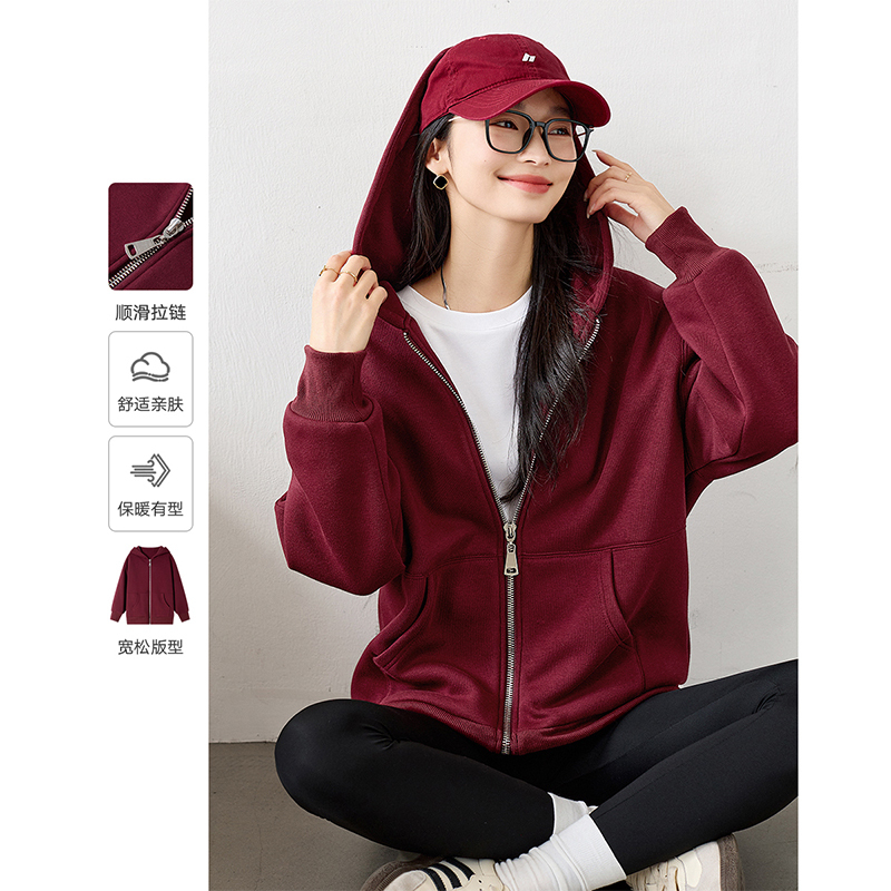 【小云总专属】梵希蔓宽松连帽开衫卫衣女加绒加厚保暖外套M8576