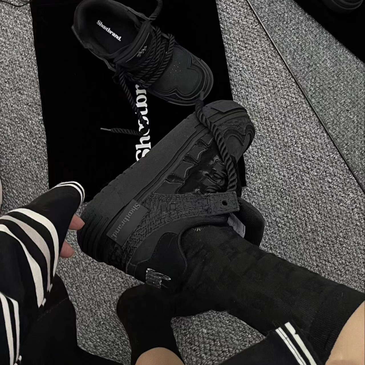 【明星同款】国潮梅花鞋SHOOTBRAND黑武士低帮耐磨厚底自由一号板鞋