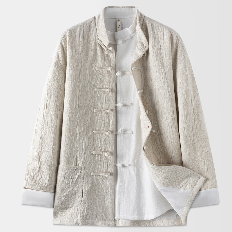 玄笙秋季唐装男中国风宽松立领外套男中式改良复古棉麻提花国潮上