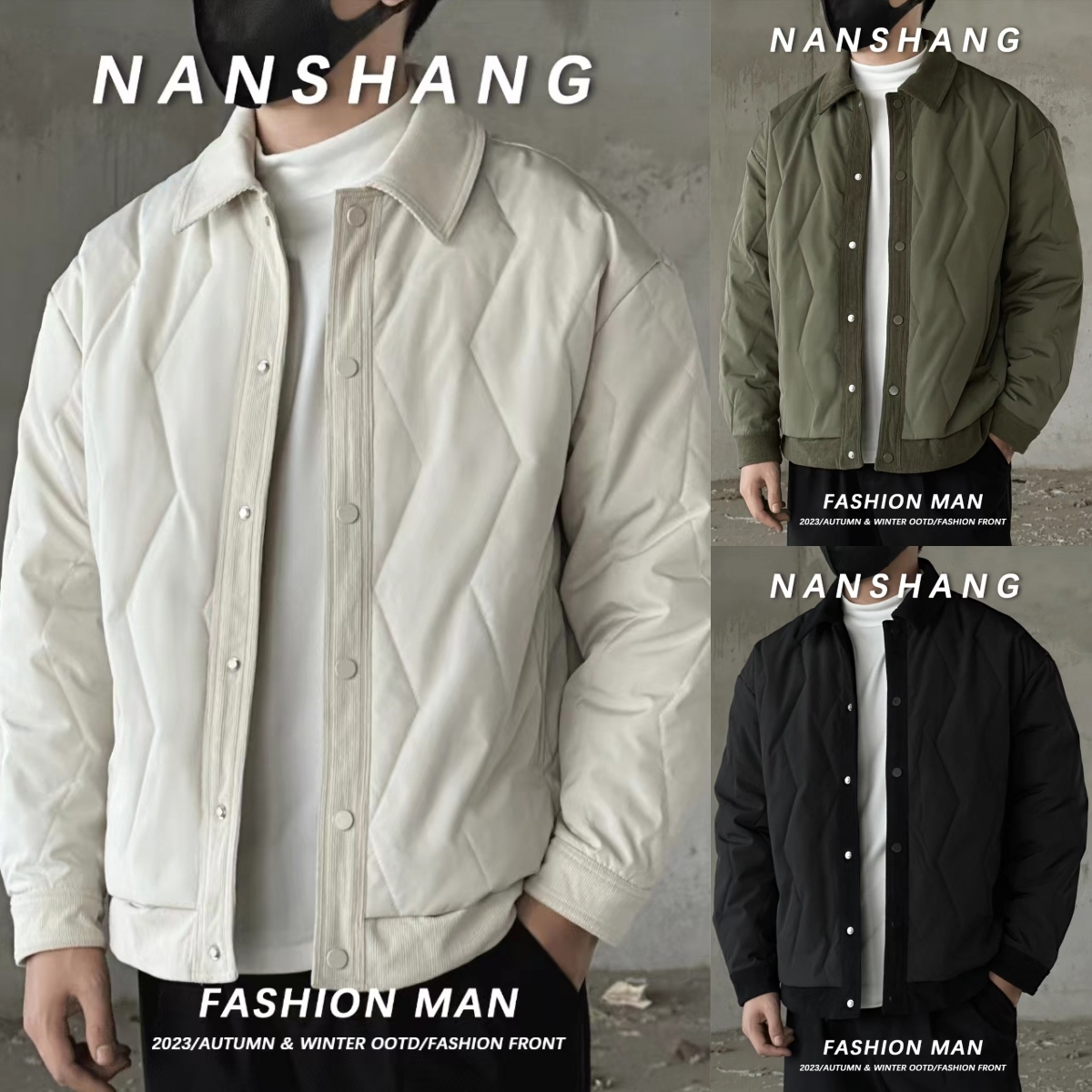【二棉翻领衬衣外套】秋冬上新百搭休闲男士翻领外套2392
