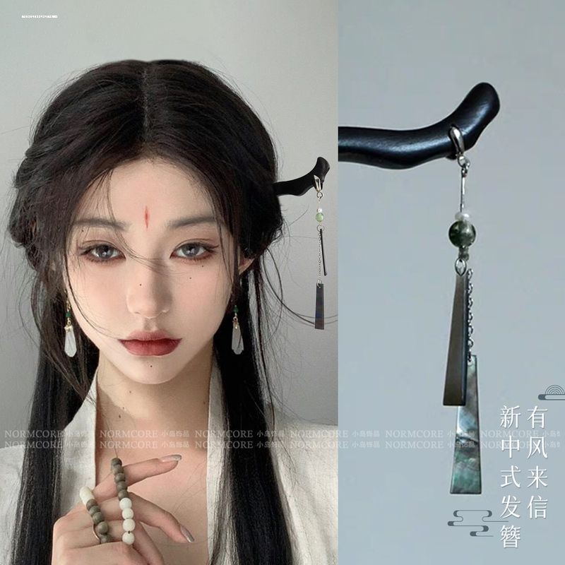 黑色木质发簪仙气清冷小众头饰日常简约发饰后脑勺女国风优雅盘发