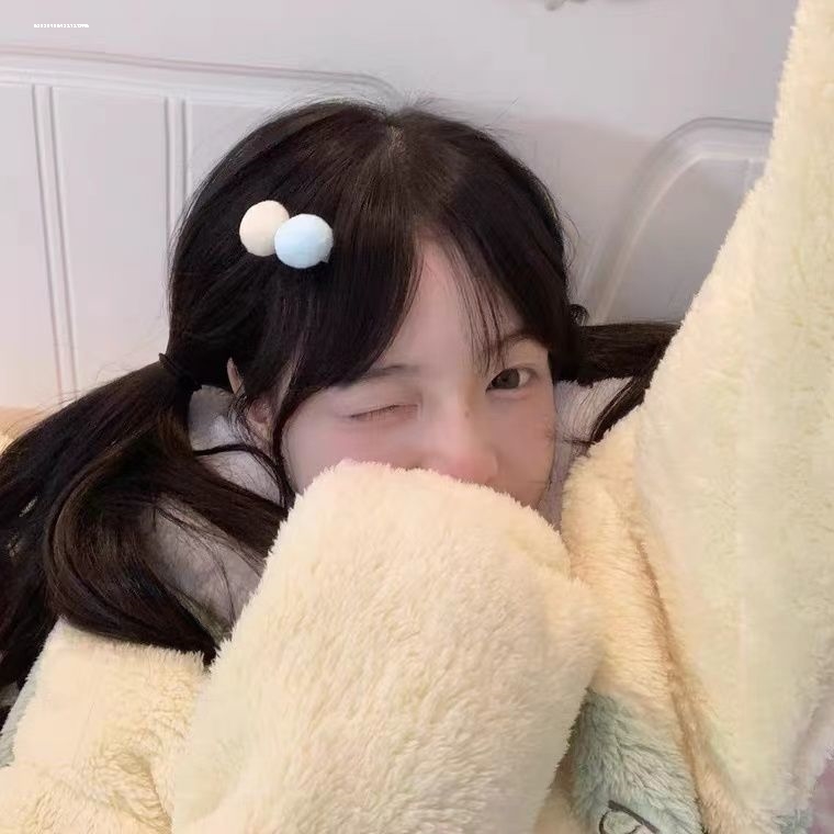百搭气质网红甜美新款拼色毛球发夹显白质感2023温柔韩系女生可爱