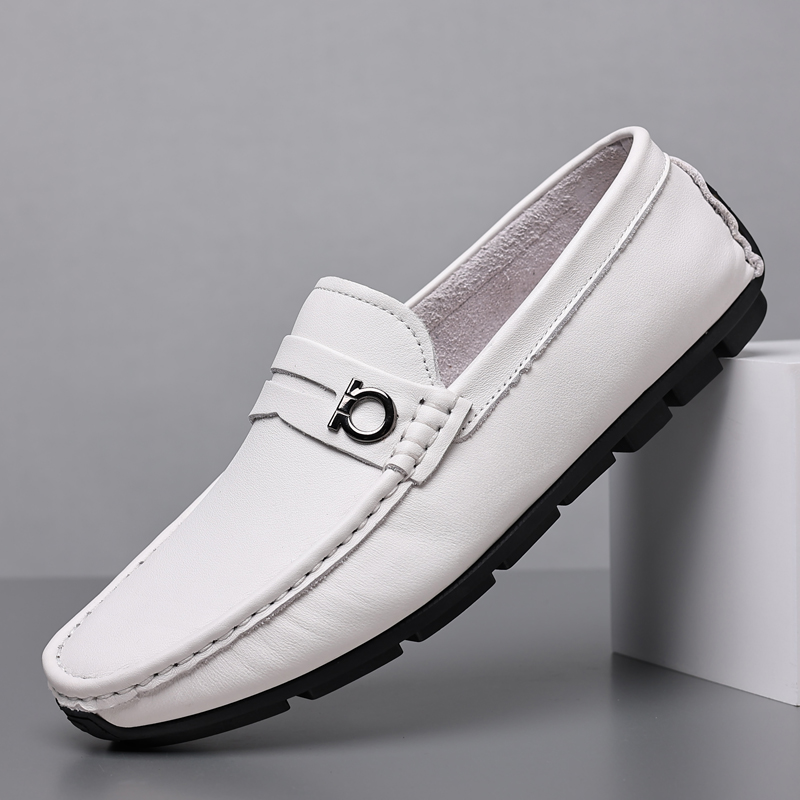 新款男士真皮豆豆鞋软底软皮开车鞋春夏透气潮流韩版一脚登皮鞋