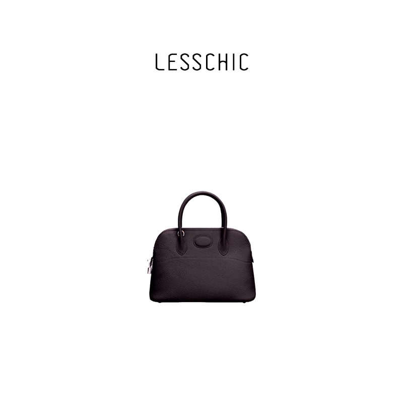 LESSCHIC 【福宝马鞍贝壳】手缝蜡线 原厂皮大号贝壳包