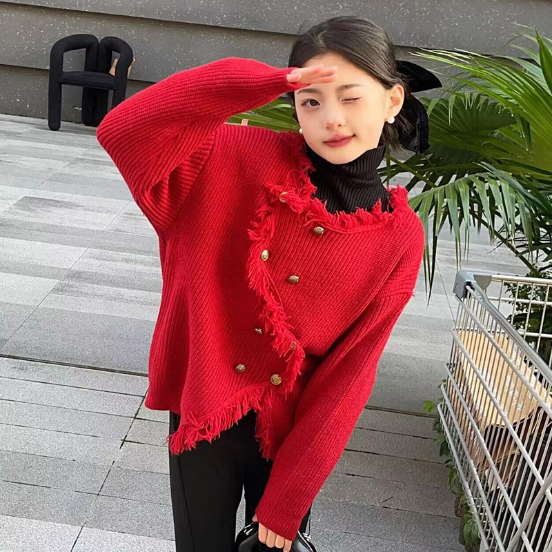 女童小香风毛衣2023冬季新款儿童装加厚洋气女大童针织开衫外套潮
