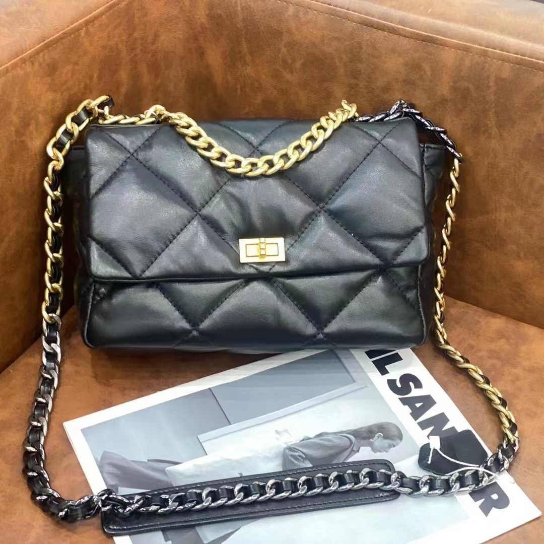 小香风大菱格链条包2025新款时尚单肩斜挎包软皮高级感女士小方包