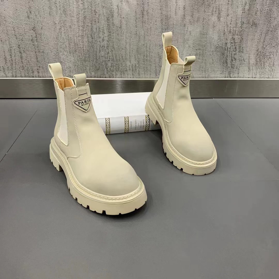 切尔西靴男2023秋冬新款圆头高帮休闲百搭增高套筒韩版潮流烟筒靴