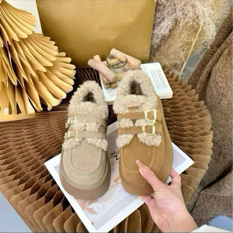 回力瑞圆头厚底加绒女雪地靴软底防滑休闲增高保暖棉鞋2023冬新款