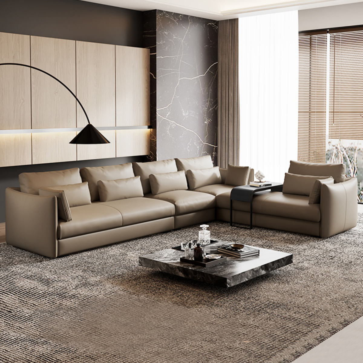 【伊久】意式极简丛林真皮沙发头层牛皮客厅转角大小户型羽绒直排