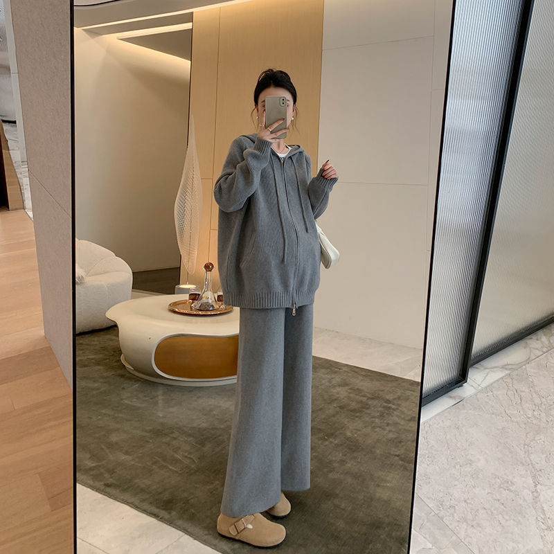 ZMA孕妇装【懒人拉链套装】秋冬加厚舒适显瘦时尚两件套休闲外穿