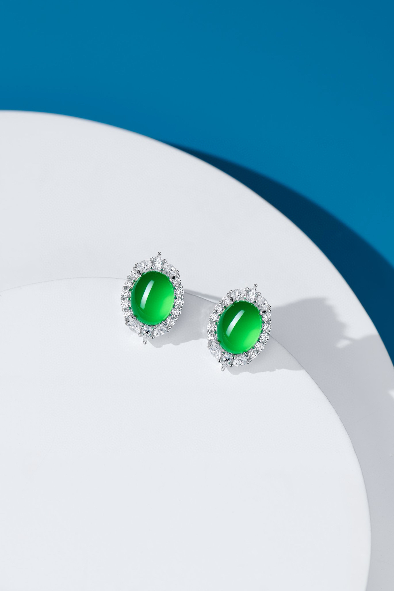 925银耳饰 木那绿髓髓耳钉·蛋面仿真钻耳钉·925银耳钉