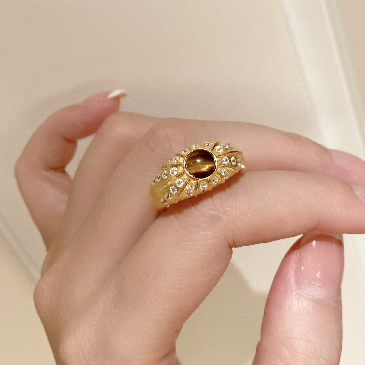 925银戒指 新品｜中古拉丝·虎·眼戒指·银戒指