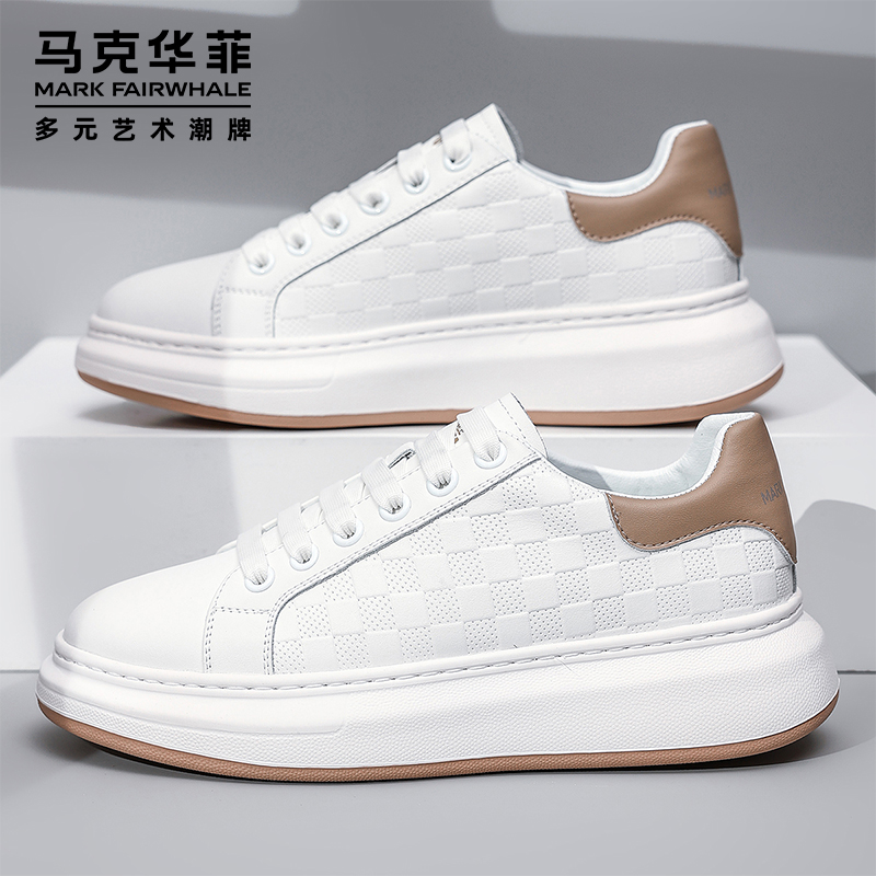 马克华菲男鞋夏季新款厚底板鞋男潮鞋白色鞋子高端轻奢小白鞋