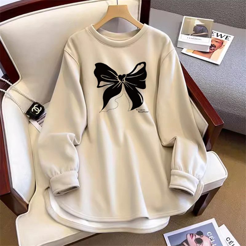 大版加绒加厚打底衫女秋冬季内搭上衣欧货遮屁股鲨鱼裤长袖T恤