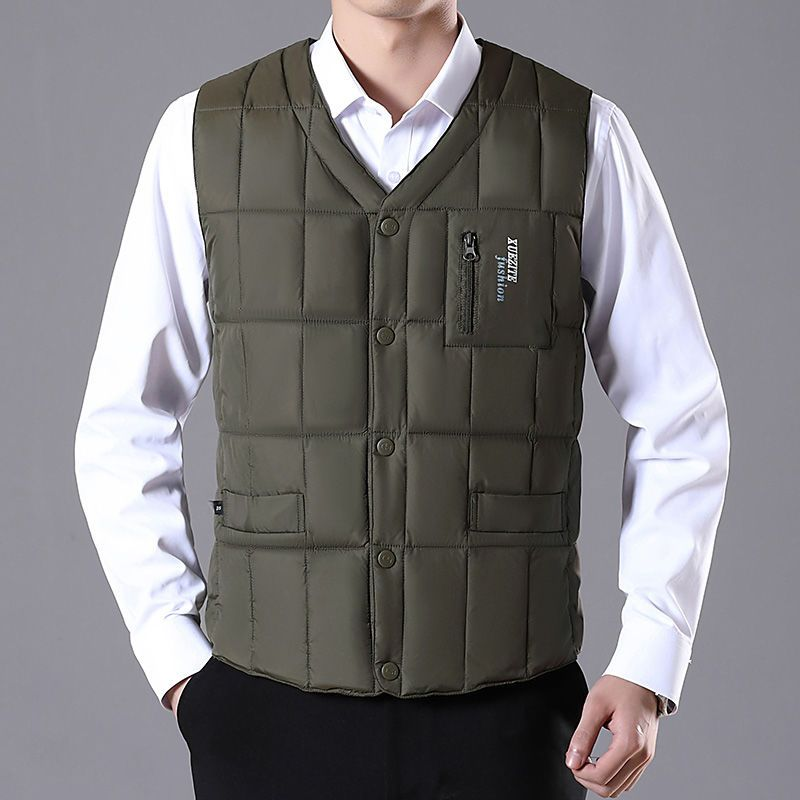 羽绒棉服男士羽绒马甲加厚秋冬中老年羽绒背心坎肩保暖内胆爸爸装