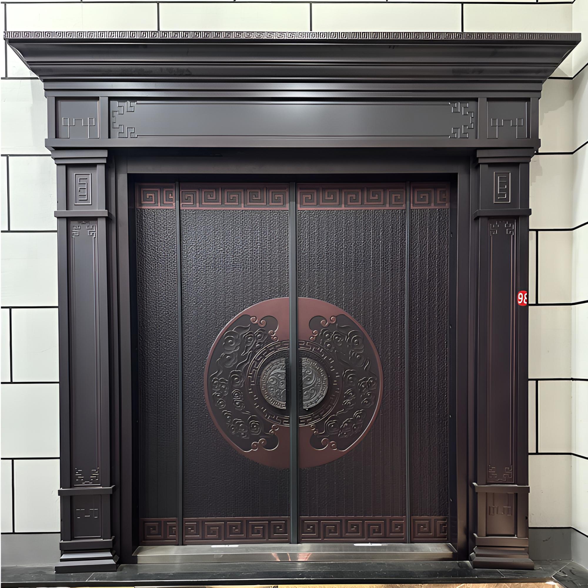 98号精雕铸铝大门进户入户堂屋门四开子母门农村大门别墅大门