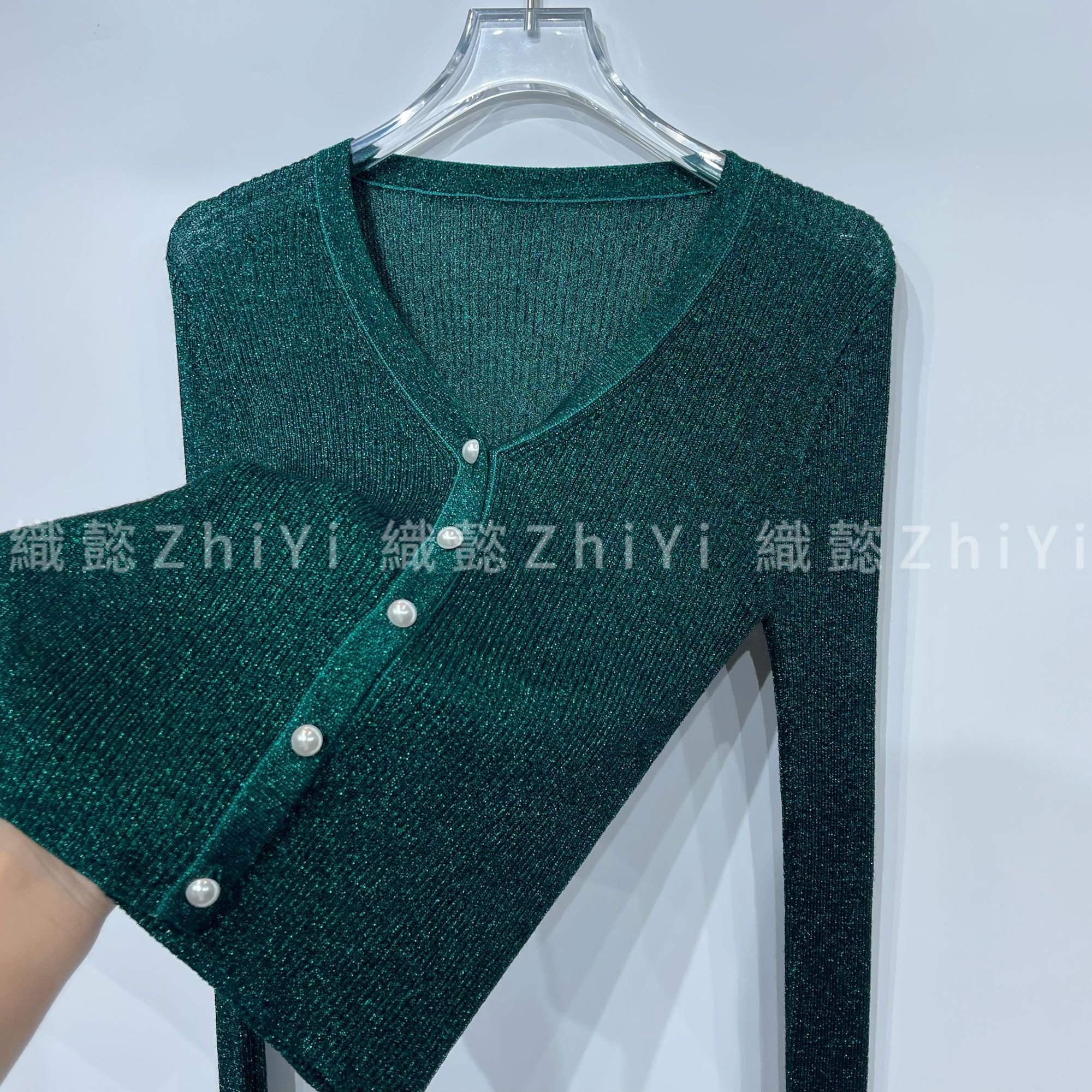 織懿ZHIYI •（薄荷漫波）2024意大利进口水晶纱时尚百搭显瘦开衫