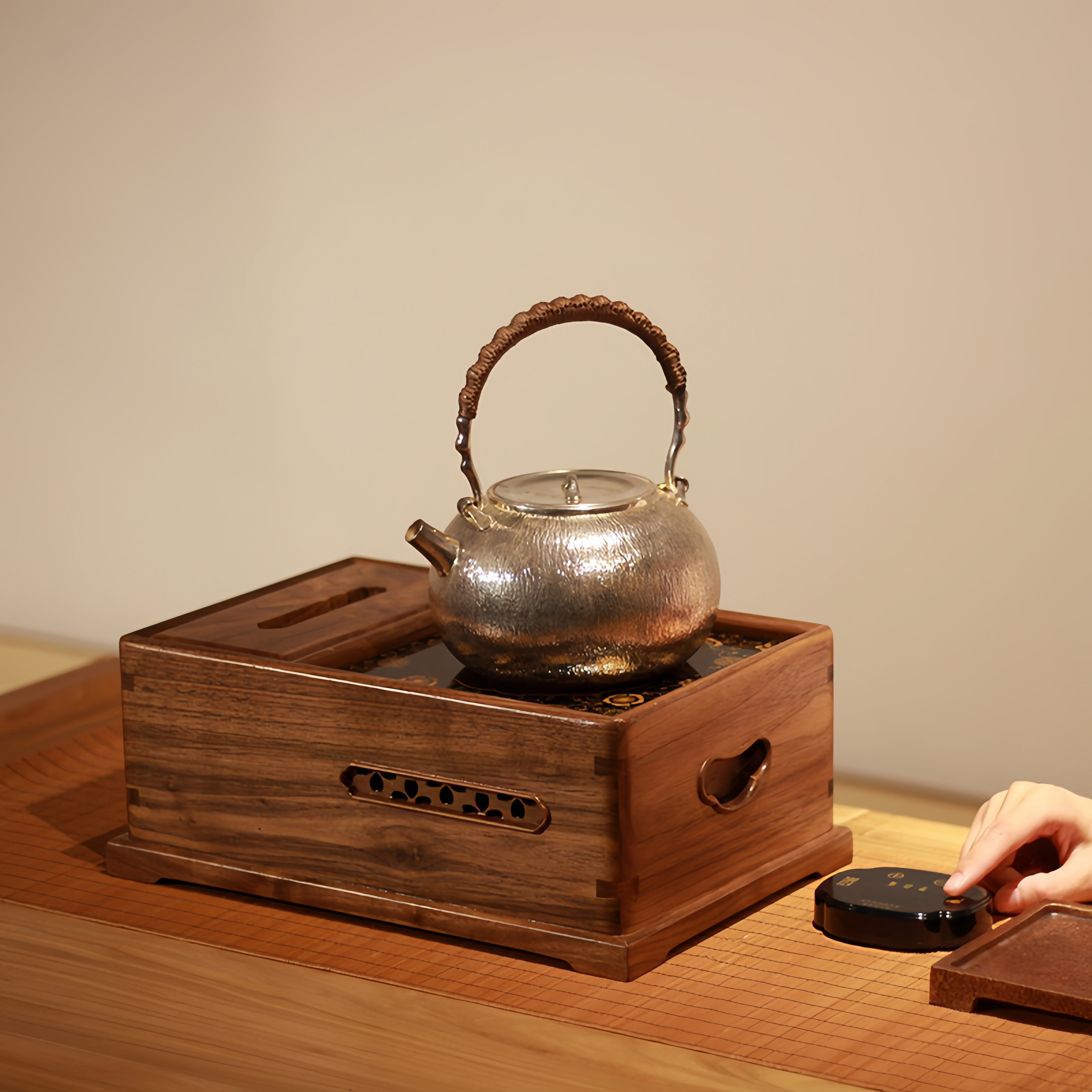 【龙隐斋】电陶炉官方发货北美黑胡桃电陶炉静音烧水