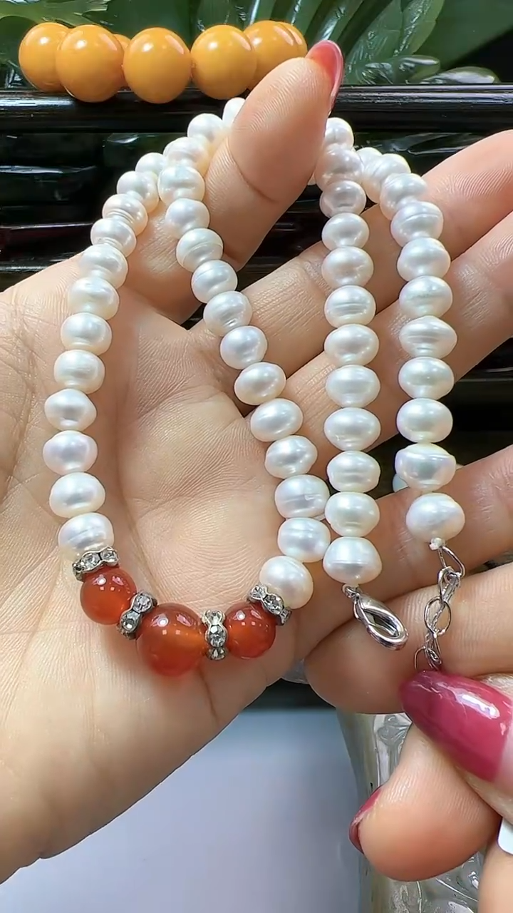 【闪购商品】玛瑙/玉髓颈饰未镶嵌玛瑙珍珠项链