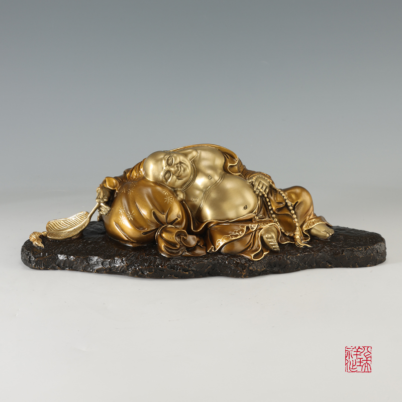 八瑞祥纯铜弥勒佛摆件招财佛像家用供奉客厅玄关公司乔迁开业礼品