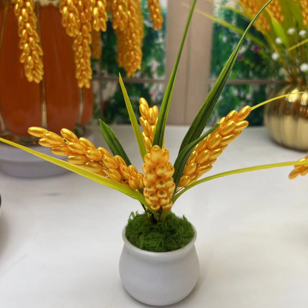 小盆栽稻穗【材料包】居家摆放办公桌车载小摆件手工制作DIY节庆