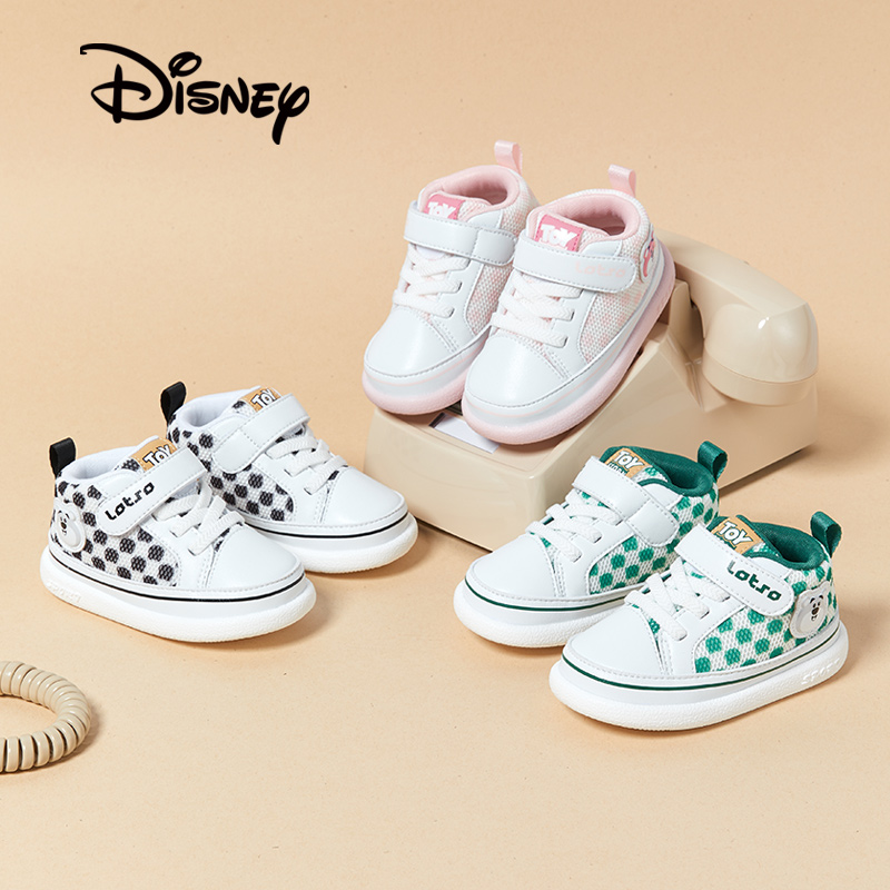 Disney/迪士尼春季新款婴幼儿软底稳步休闲板鞋网面学步鞋舒适
