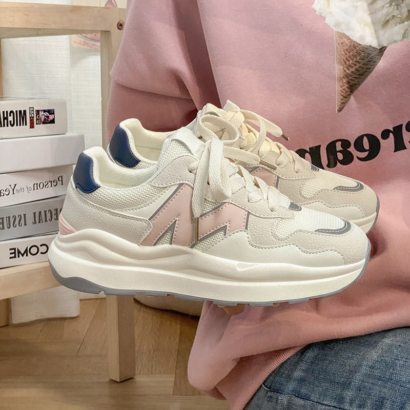 小众厚底休闲运动老爹鞋女ins潮2023新款网面透气百搭小白阿鞋