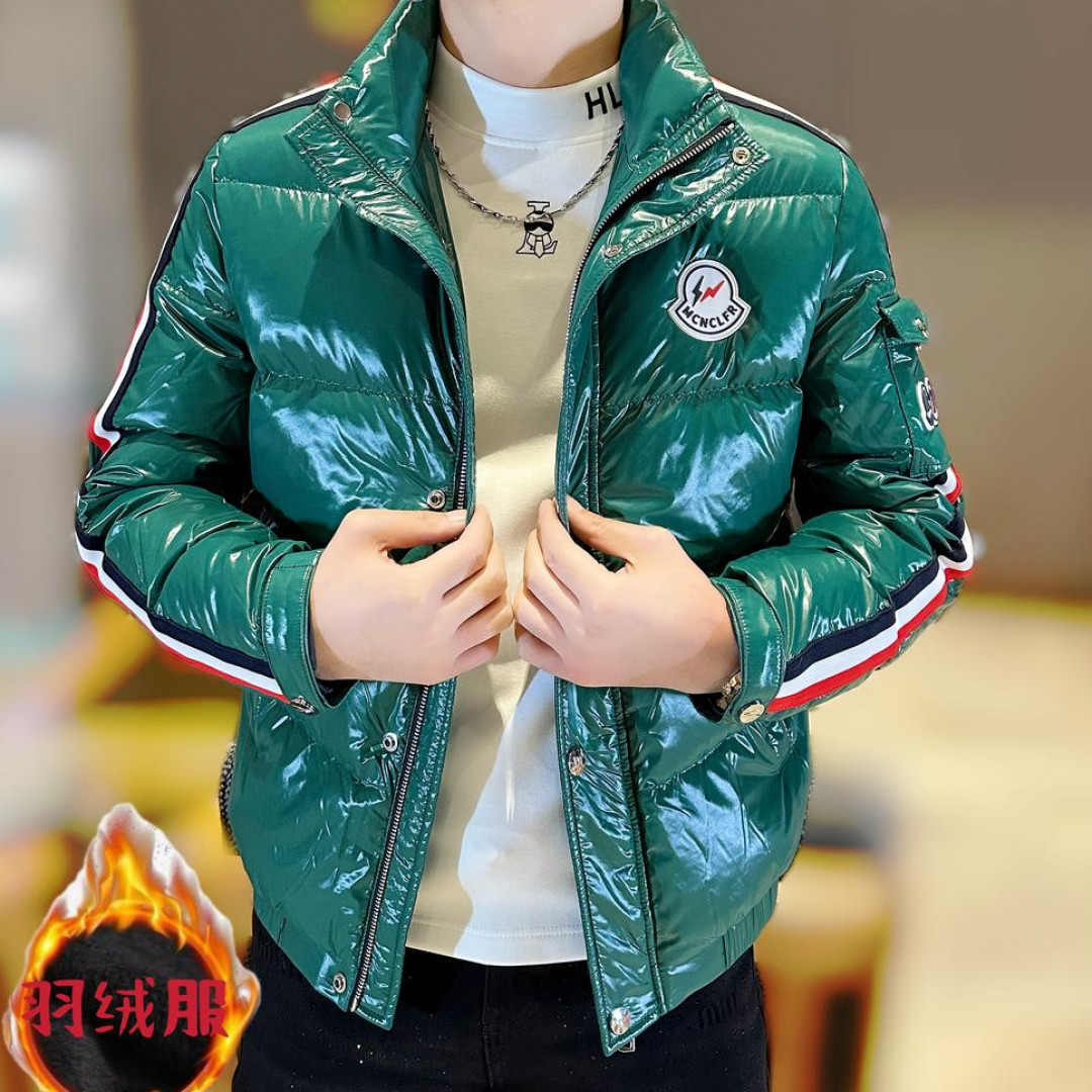 2025冬季新款男士轻奢立领织带拼接修身保暖抗寒高品质休闲羽绒服