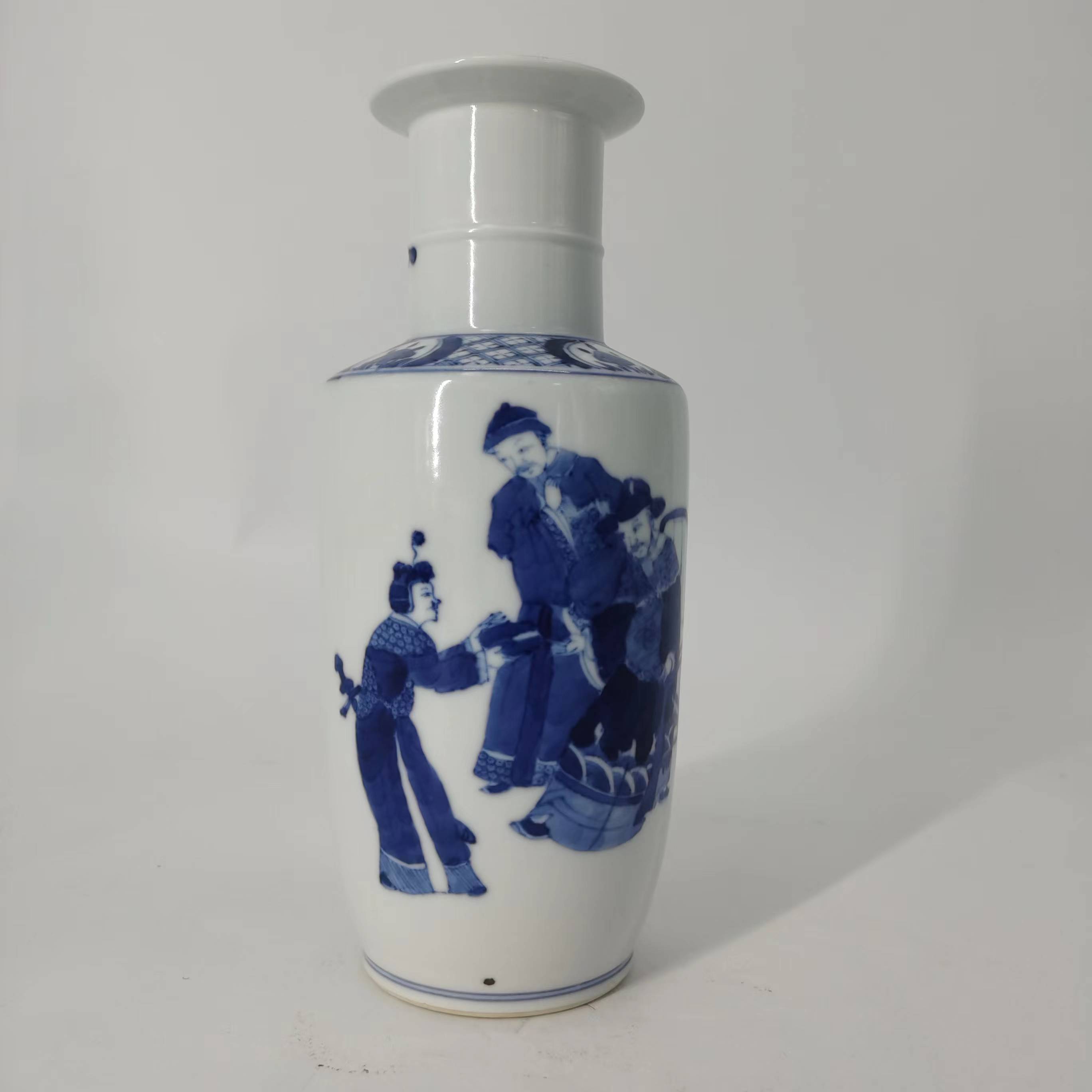 (AD6)AA0901076晚清人物故事题材棒槌瓶 