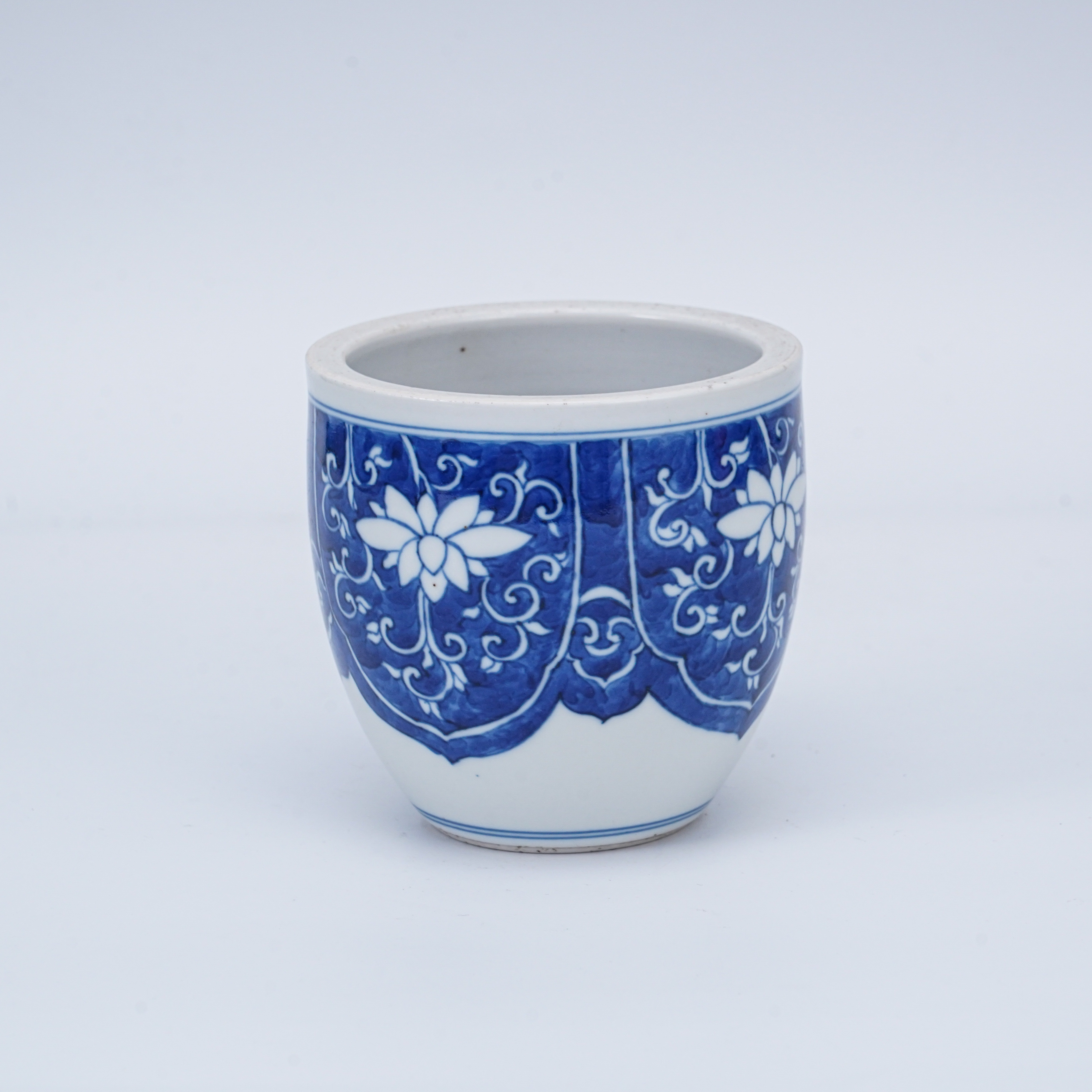 (A6)D1524029清康熙 青花留白莲花纹案缸