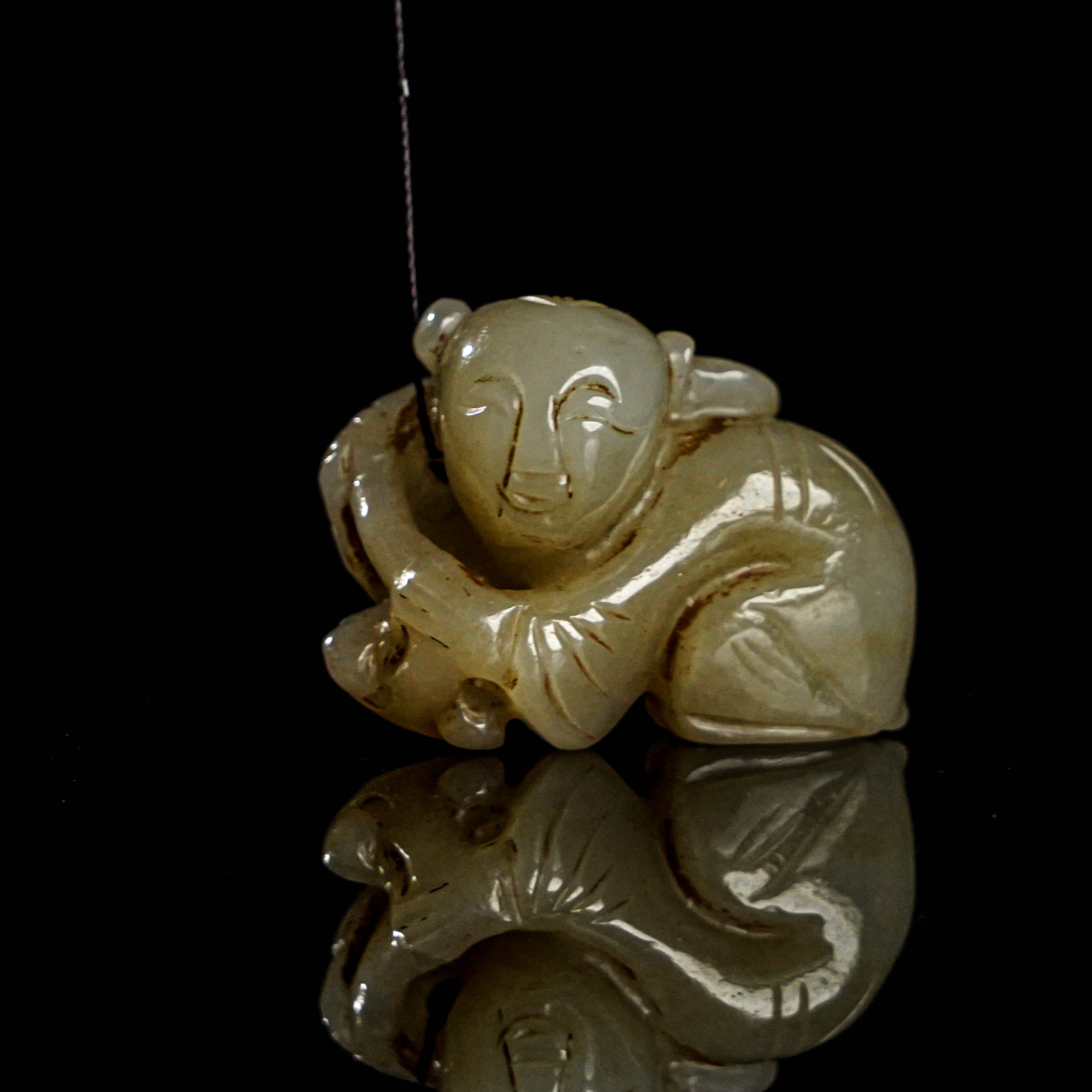 (A6)LA305176创汇时期和田玉童子献宝玉佩件