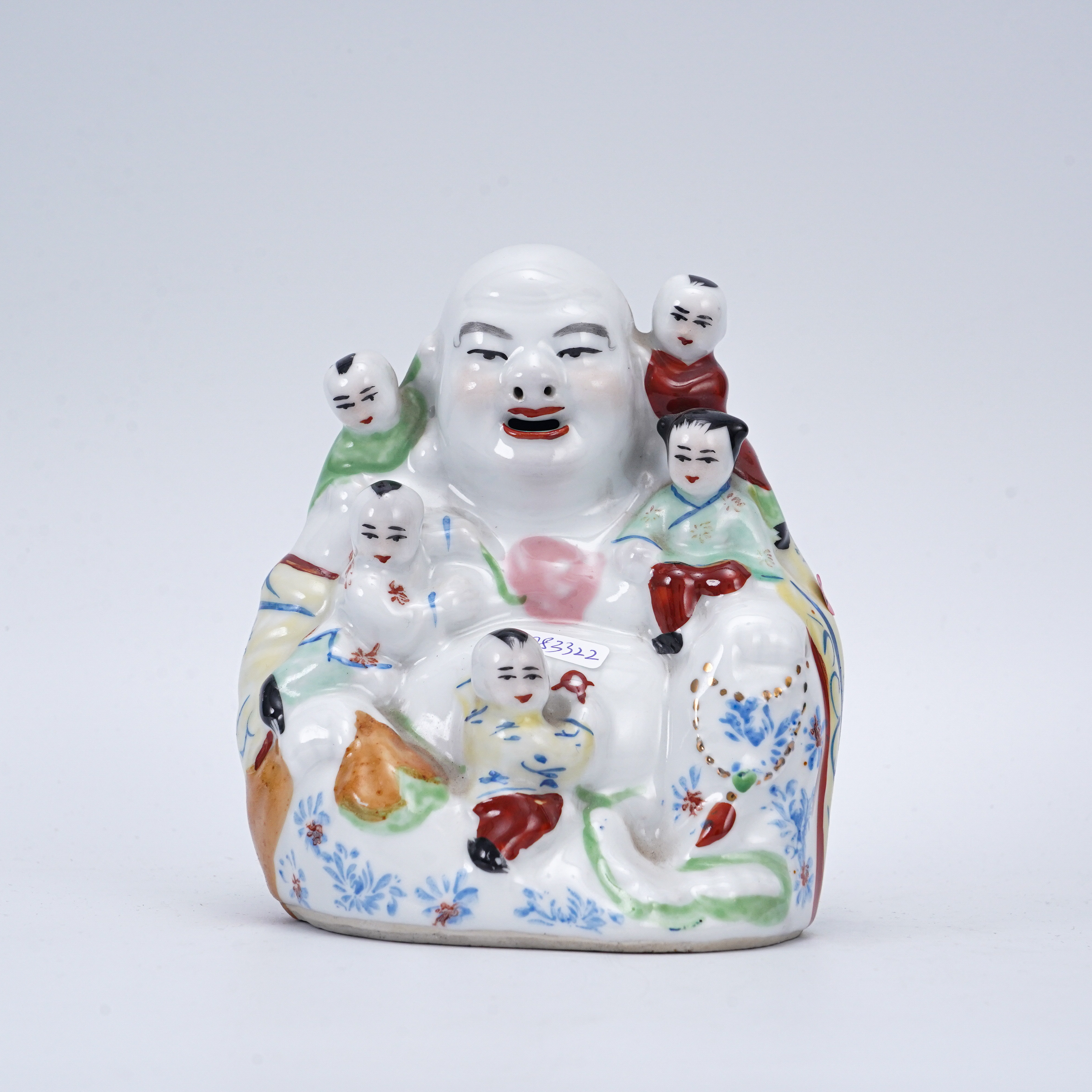 (A6)D11083322民国 五子戏弥勒瓷塑像