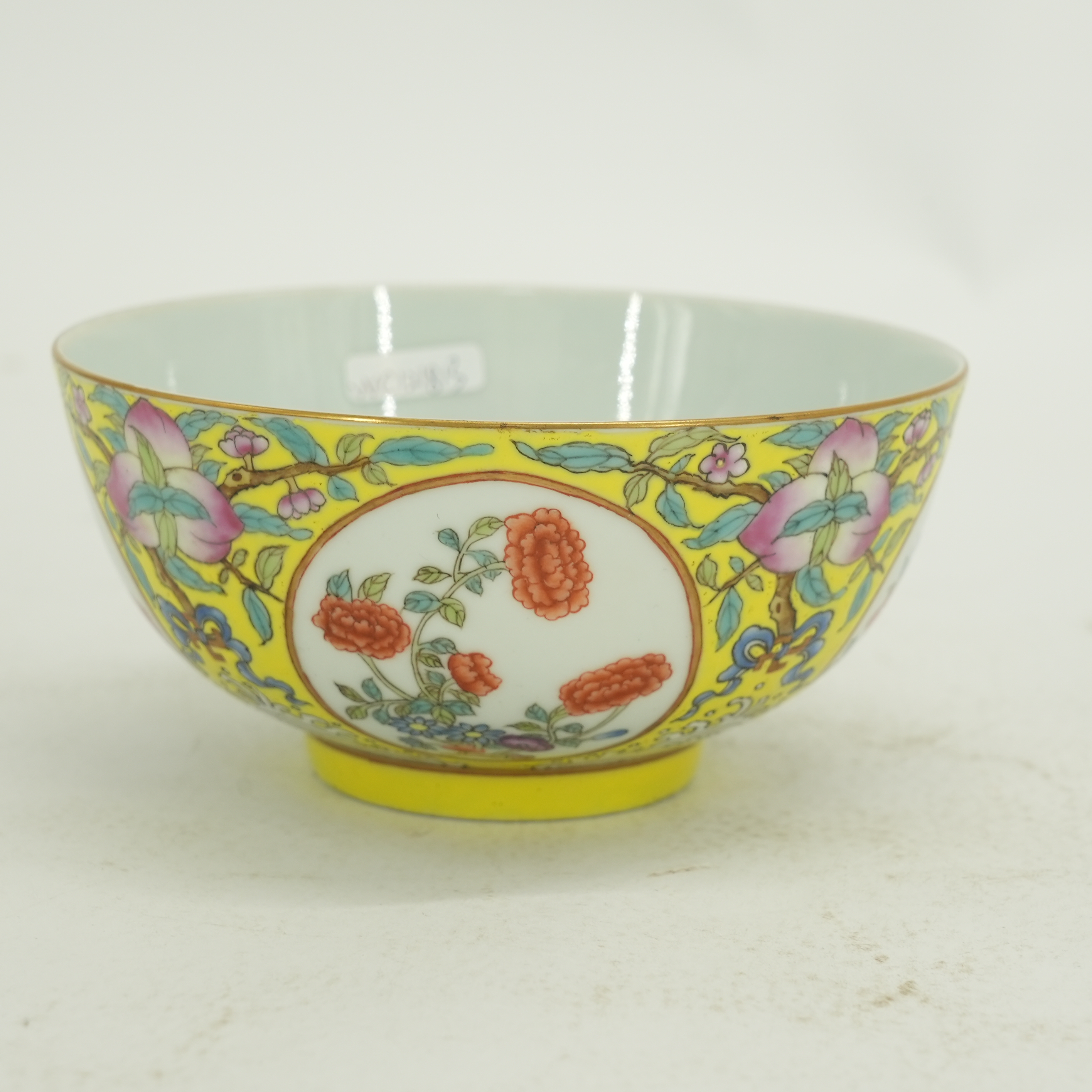 （L2）WC121813道光粉彩开窗四季花卉纹碗 古陶瓷