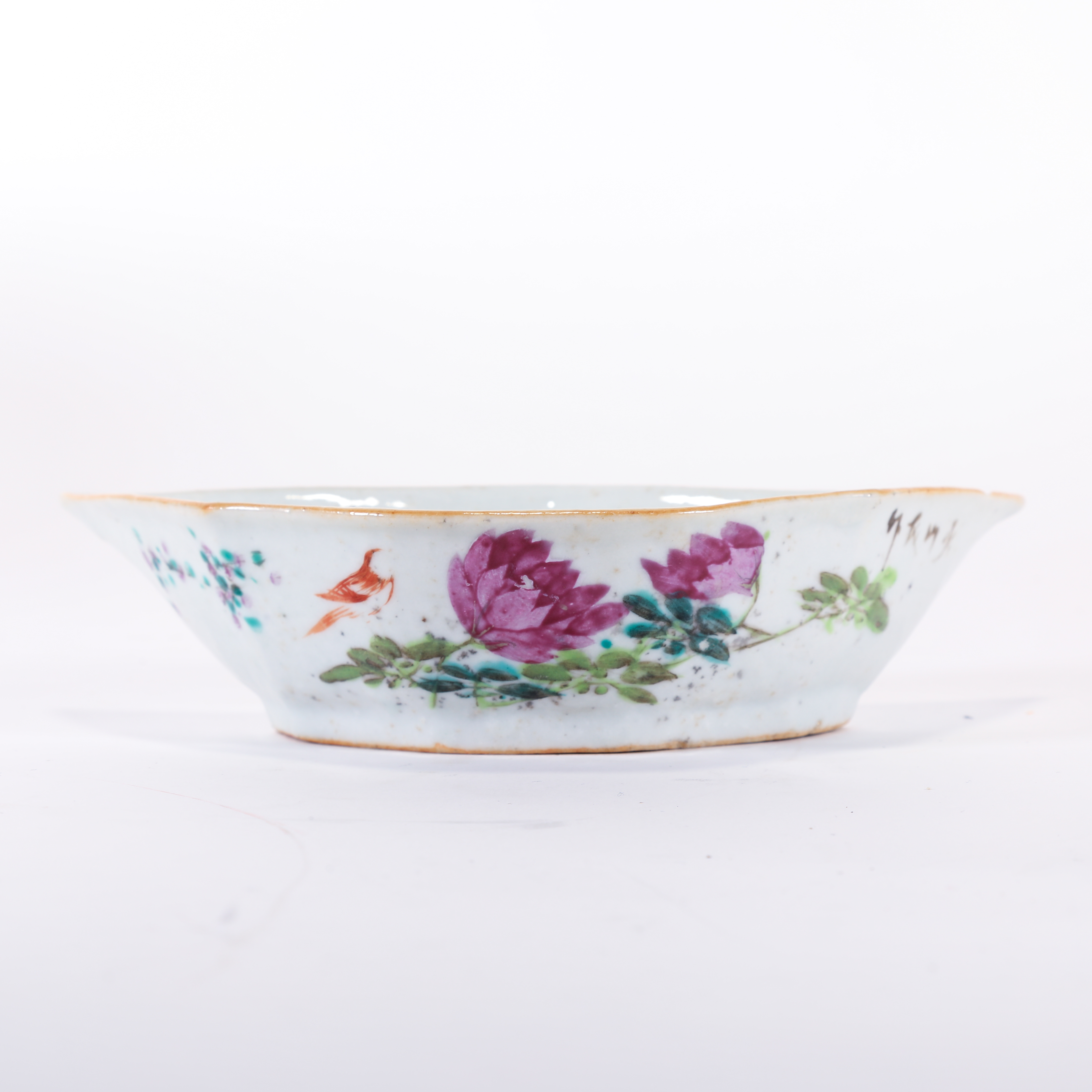 （AB3）Q1201019 清晚期 粉彩花鸟纹贡碗 瓷器