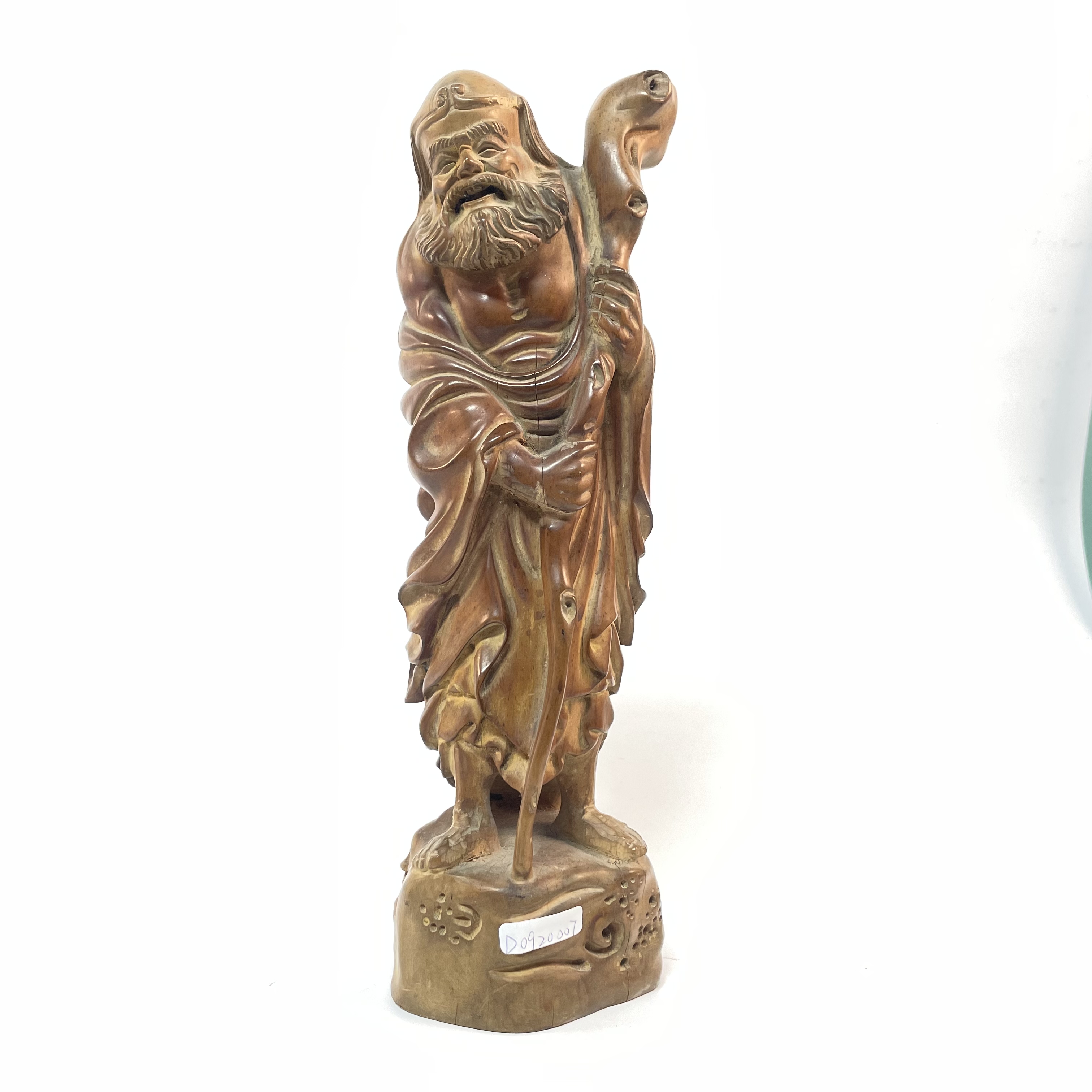 (AC7)D0920007 清晚期民国 黄杨木雕达摩造像   古玩/收藏