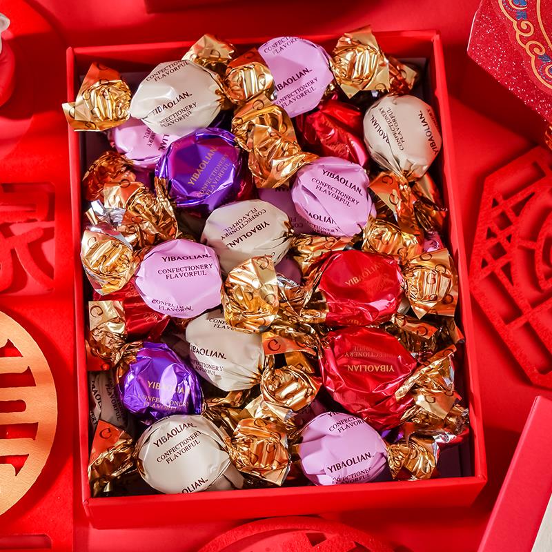 年货伊妙夹心太妃糖牛奶巧克力500g约62结婚庆喜糖果小零食散袋装