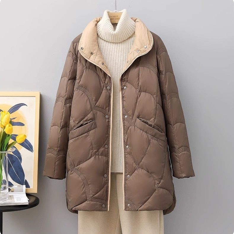 波司登中长款羽绒服女2023年新款妈妈装羽绒服时尚修身立领韩版减