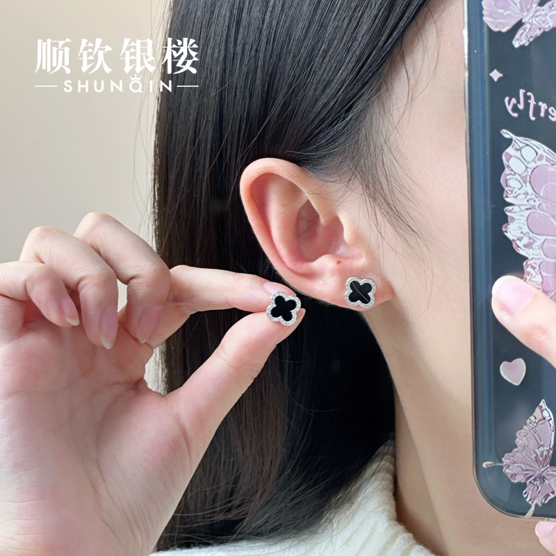 顺钦银楼【回斓耳钉】足银999银耳钉时尚百搭