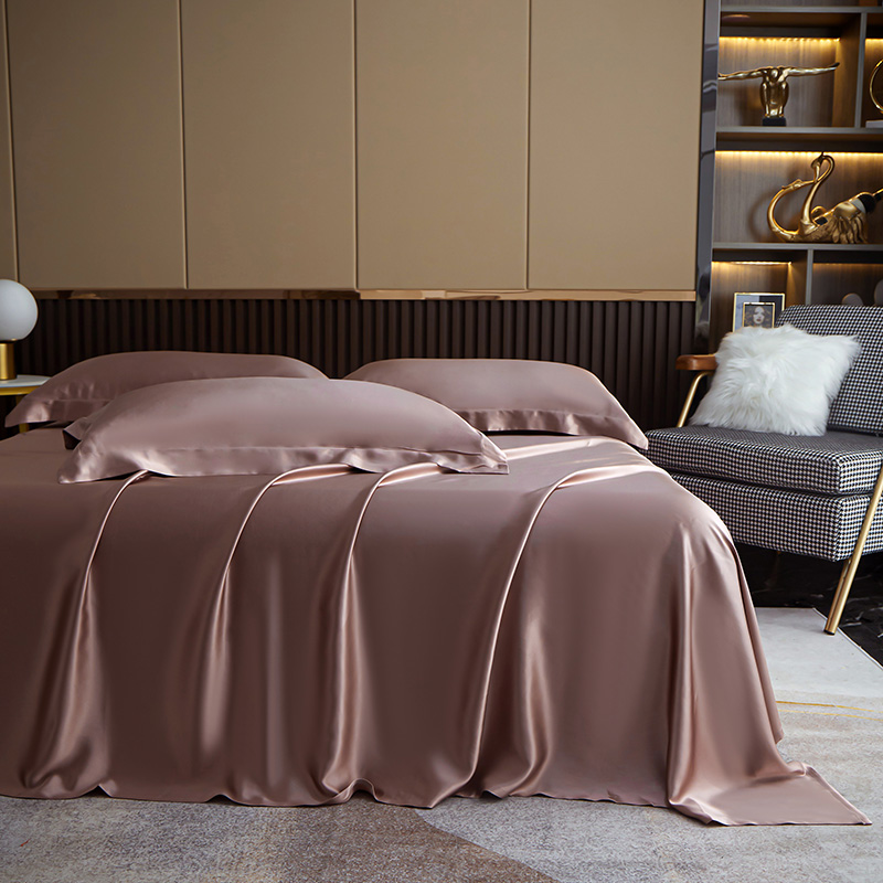 重磅25姆米100%真丝床单桑蚕双面丝绸床垫套纯色床笠1.8m定制轻奢