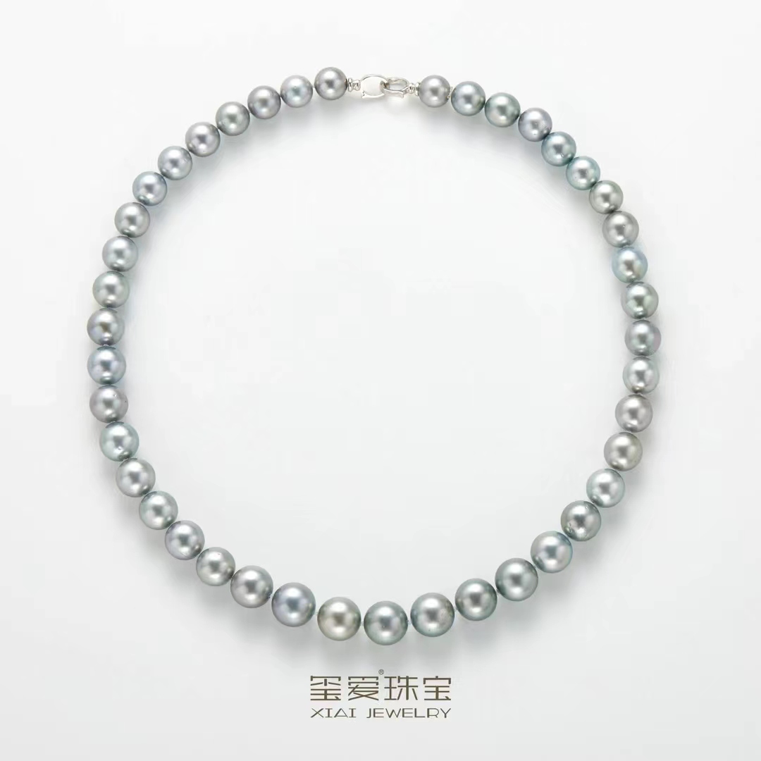 【玺爱门门】MM-14013海水珍珠大溪地铂金灰“都市灰”全珠链  9-11mm