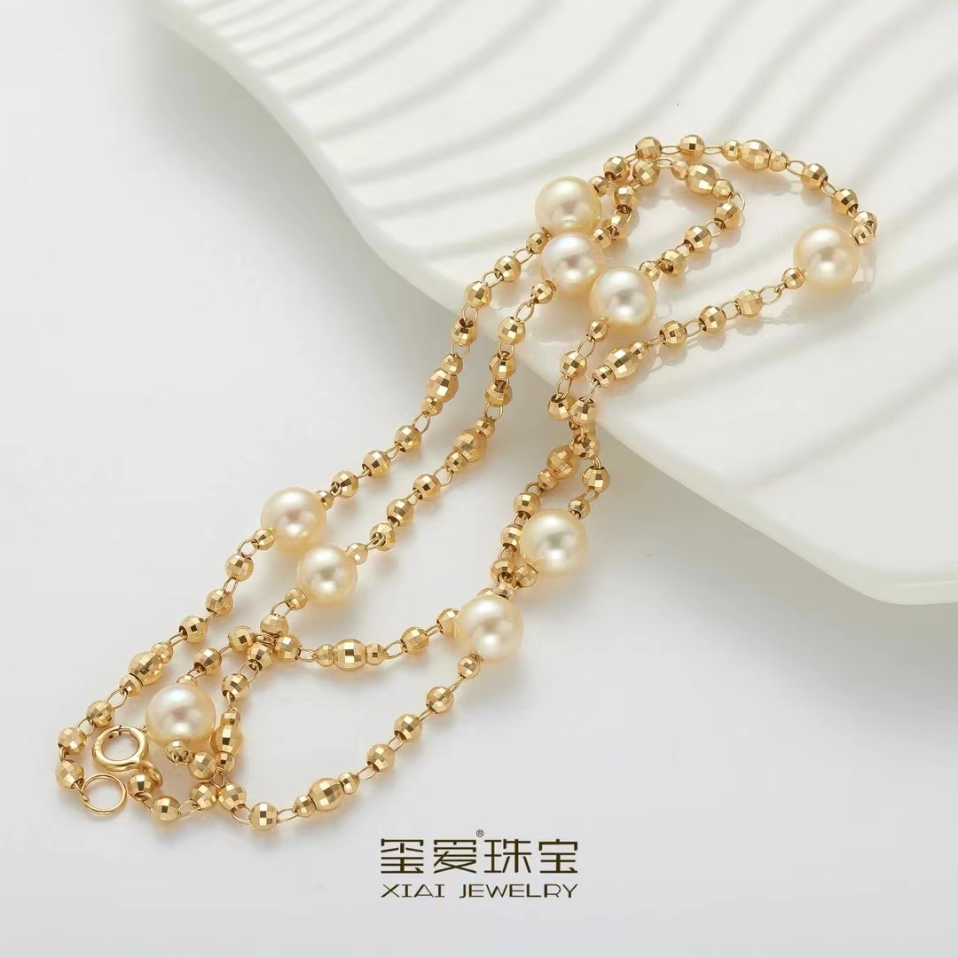 【玺爱门门】MM-16020 海水珍珠 Akoya 羽皇金 时尚 项链 18k 5-6mm