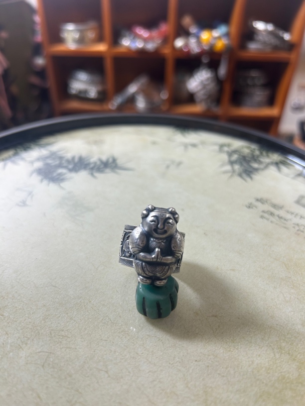 足银戒指 福娃手工足银活口戒指