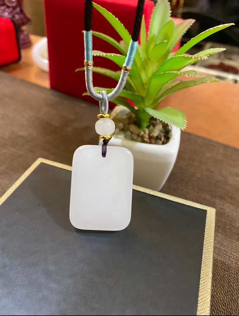 天然玉石金丝玉平安牌【配证书】