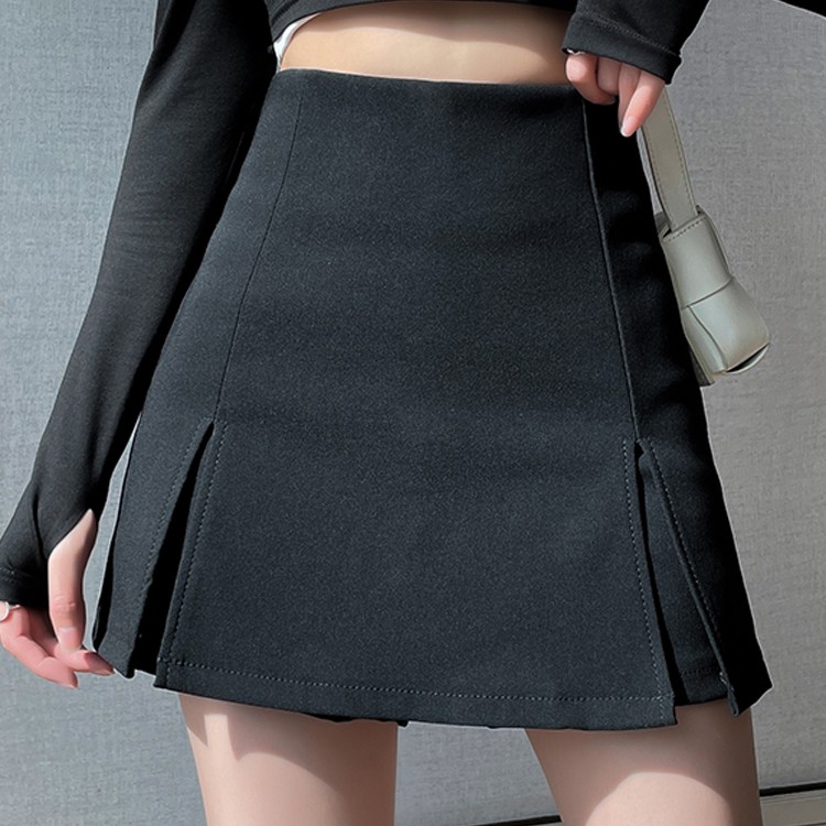 黑色短裤a字裤女夏季2025新款外穿百搭裙裤高腰显瘦开叉热裤7