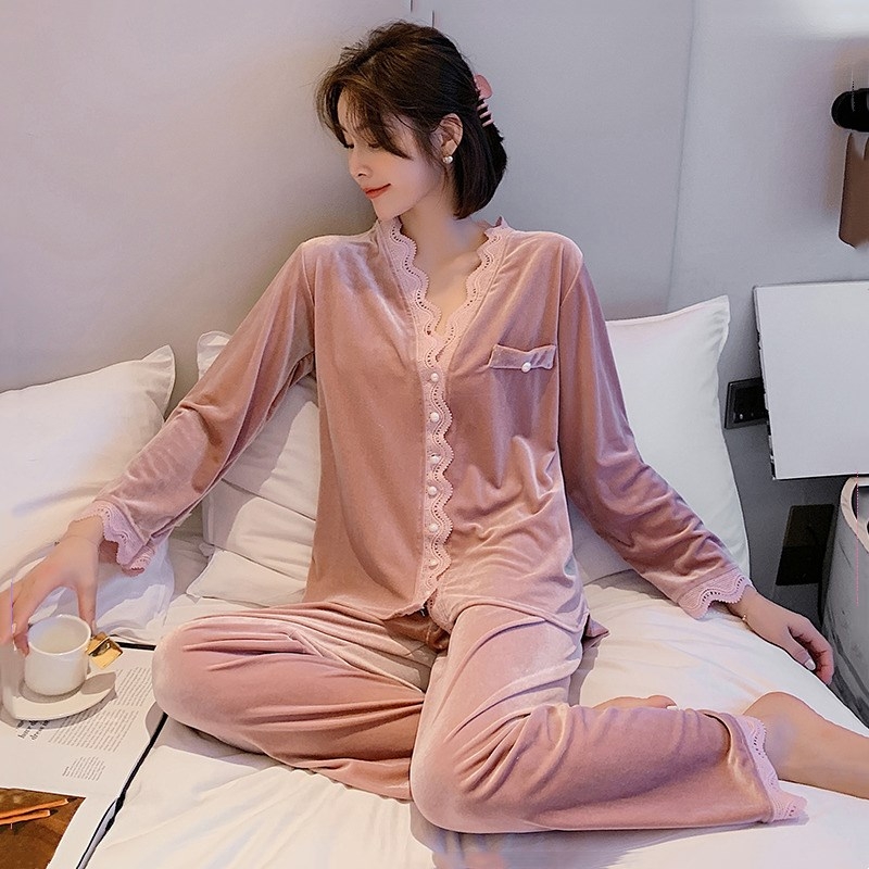 【韩版轻奢】2025年洋气金钻绒睡衣女秋冬长袖可外穿爆款家居服套装